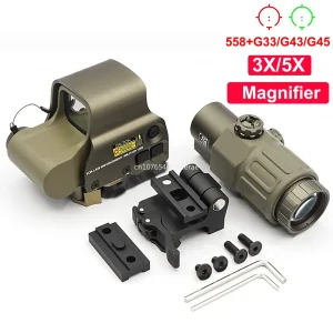 Hot Sale 558 Holographic Collimator Red Dot Sight G43/G33 3X G45 5X Magnifier Airsoft