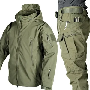 2Pcs Winter Thicken Men Camo Suit Waterproof
