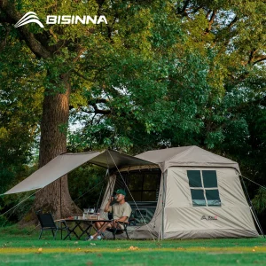BISINNA One-touch Ridge Type Tent Titanium 3-4 Persons